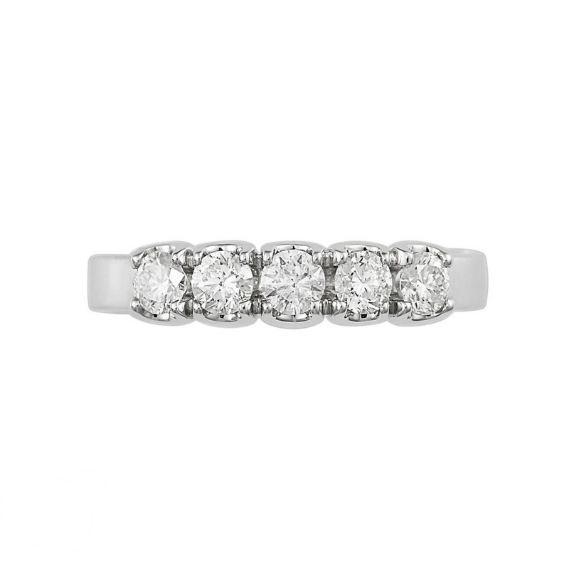 White gold 18k 5 stones diamond half eternity ring 0,50 ct