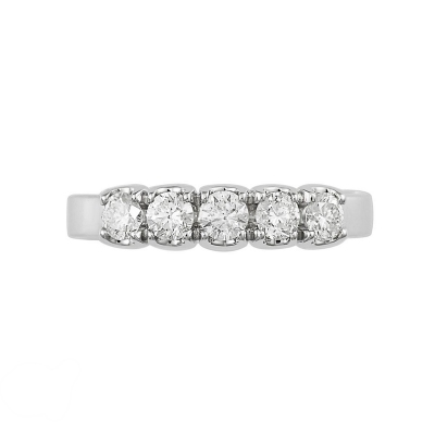 White gold 18k 5 stones diamond half eternity ring 0,50 ct