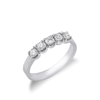 White gold 18k 5 stones diamond half eternity ring 0,50 ct