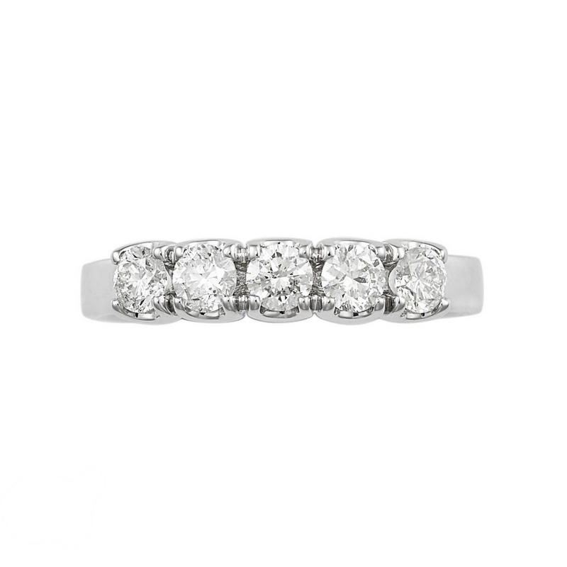 5 diamonds half eternity ring 0,60 ct in white gold 18k