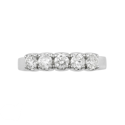 5 diamonds half eternity ring 0,60 ct in white gold 18k
