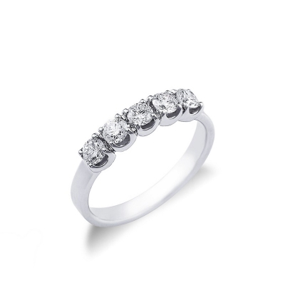 5 diamonds half eternity ring 0,60 ct in white gold 18k
