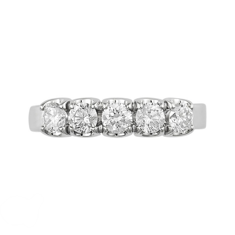 5 diamonds half eternity ring 0,75 ct in white gold 18k
