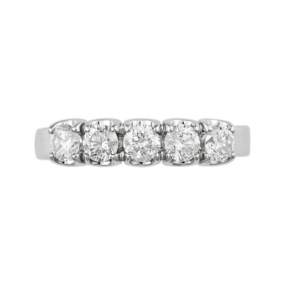 5 diamonds half eternity ring 0,75 ct in white gold 18k