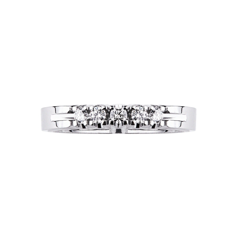White gold 18k 5 stones diamond half eternity ring 0,20 ct