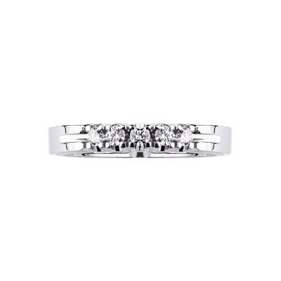 White gold 18k 5 stones diamond half eternity ring 0,20 ct