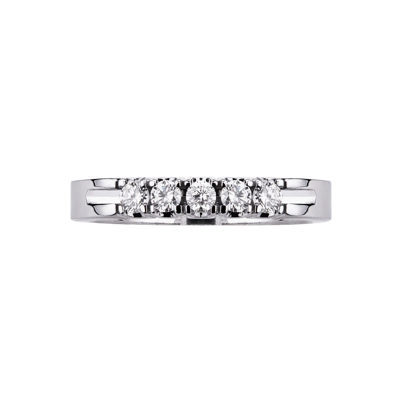 5 diamond half eternity ring 0,30 ct in white gold 18k