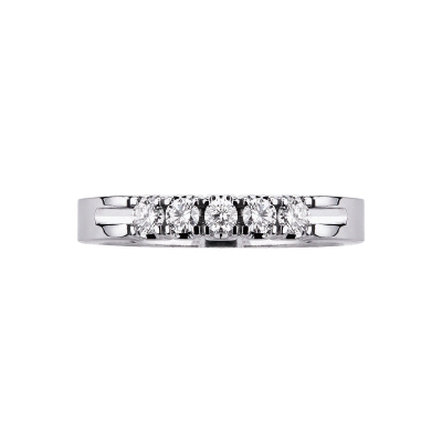 5 diamond half eternity ring 0,30 ct in white gold 18k