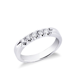 5 diamond half eternity ring 0,30 ct in white gold 18k