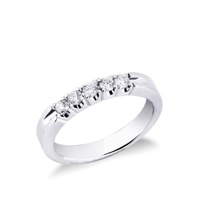 5 diamond half eternity ring 0,30 ct in white gold 18k