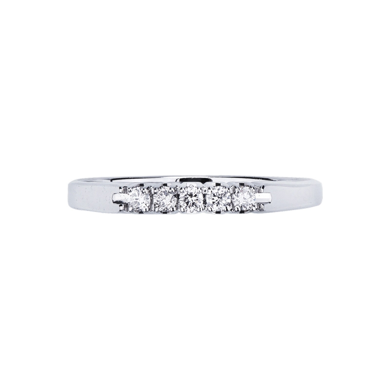 5 stones half eternity ring diamond ring in white gold 18k