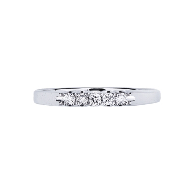 5 stones half eternity ring diamond ring in white gold 18k