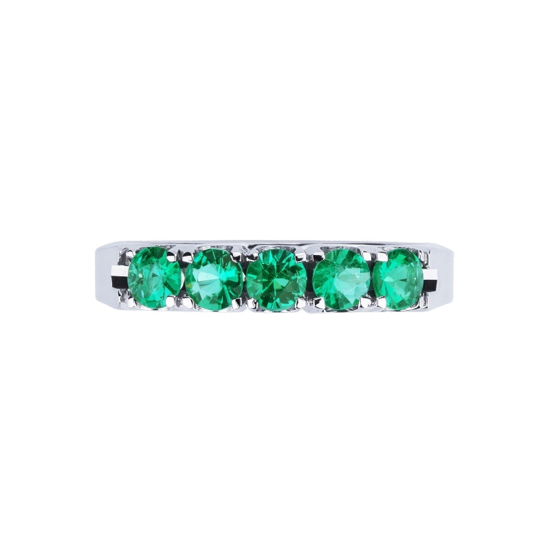 18k white gold half eternity ring with emeralds 