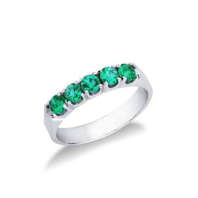 18k white gold half eternity ring with emeralds 