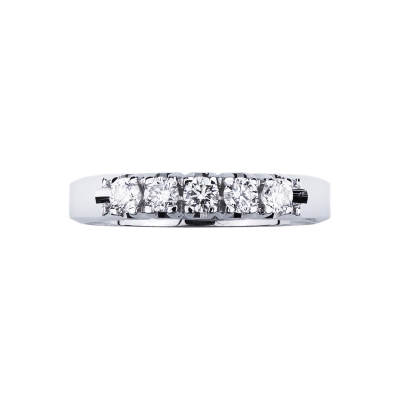 5 diamonds half eternity ring in white gold ct 0,30