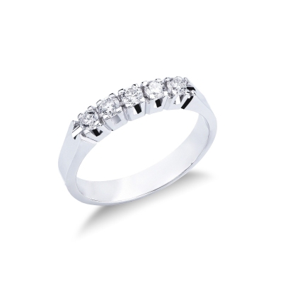 5 diamonds half eternity ring in white gold ct 0,30