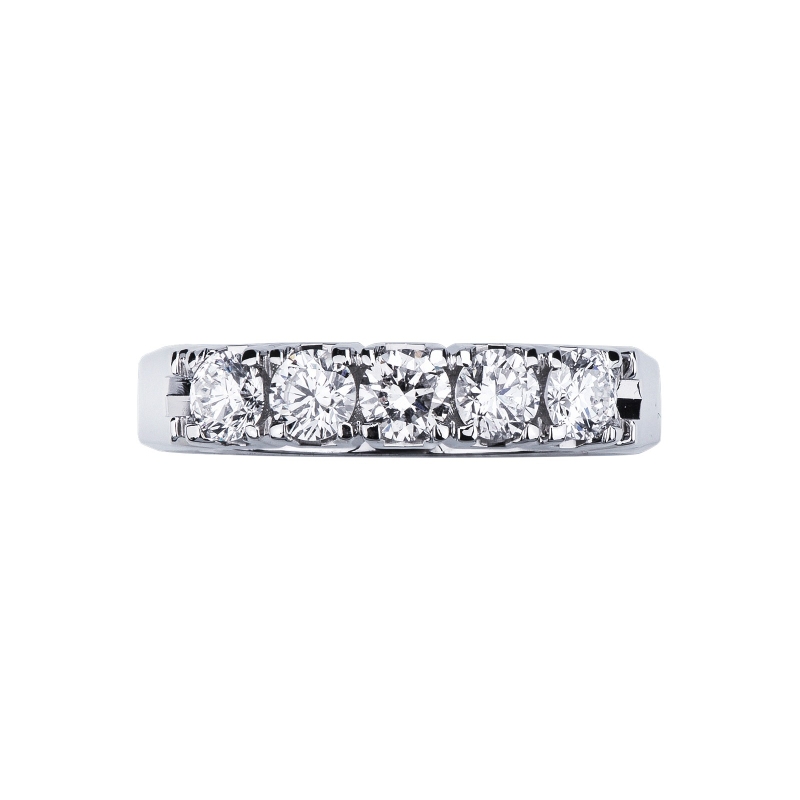 5 diamonds half eternity ring in white gold 18k ct 0,70