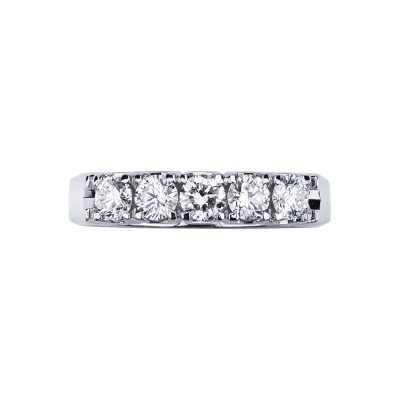 5 diamonds half eternity ring in white gold 18k ct 0,70