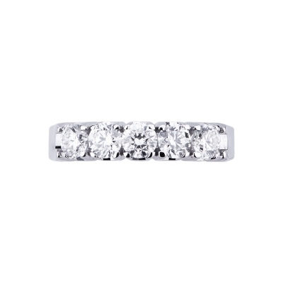 5 diamonds half eternity ring ct 2 white gold 18k