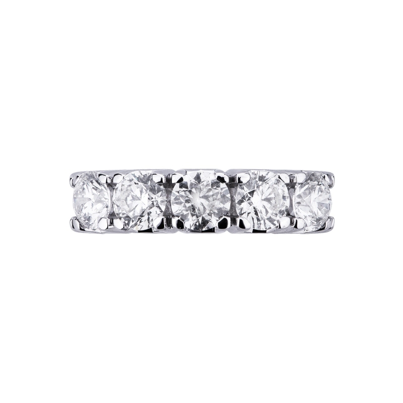 5 diamonds half eternity ring ct 2,50 white gold 18k 