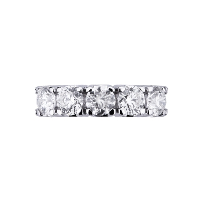 5 diamonds half eternity ring ct 2,50 white gold 18k 