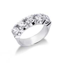 5 diamonds half eternity ring ct 2,50 white gold 18k 