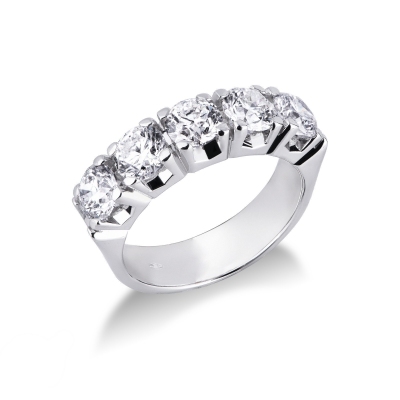 5 diamonds half eternity ring ct 2,50 white gold 18k 