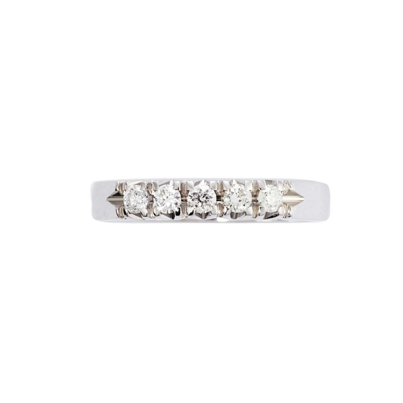 Half eternity ring 5 diamonds in white gold 18k ct 0,25 