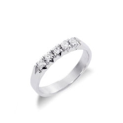 Half eternity ring 5 diamonds in white gold 18k ct 0,25 