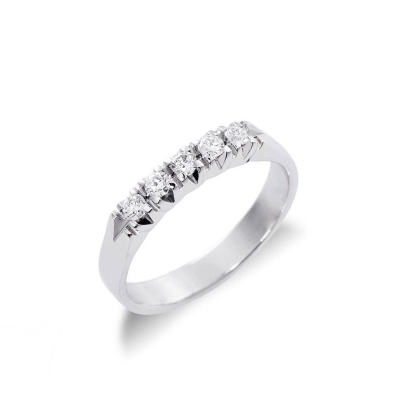 Half eternity ring 5 diamonds in white gold 18k ct 0,25 