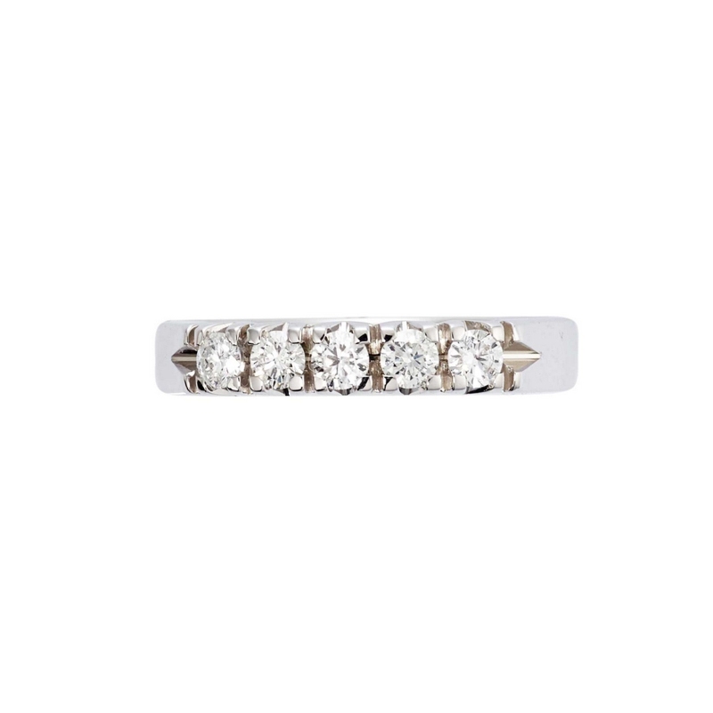 Half eternity ring 5 diamonds in white gold 18k 