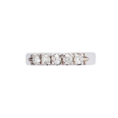 Half eternity ring 5 diamonds in white gold 18k 