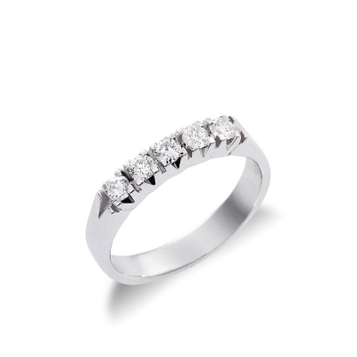 Half eternity ring 5 diamonds in white gold 18k 