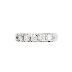 5 stones half eternity ring with diamonds in white gold 18k 2
