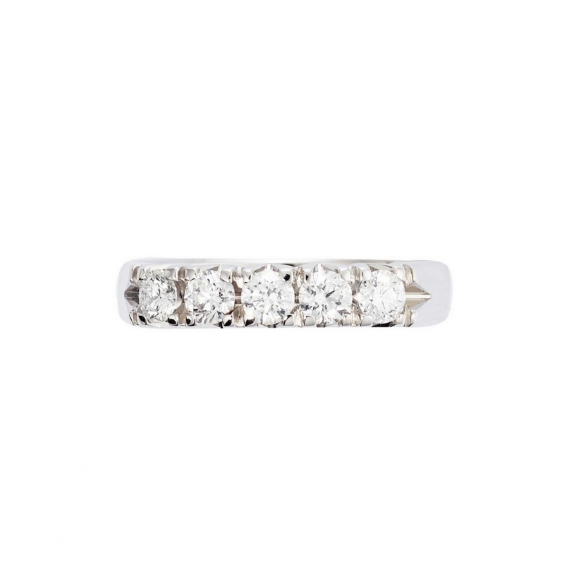 5 stones half eternity ring with diamonds in white gold 18k