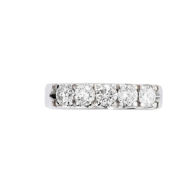 5 diamonds ring in white gold 18k
