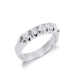 5 diamonds ring in white gold 18k