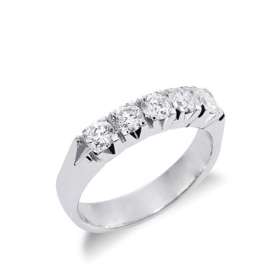 5 diamonds ring in white gold 18k