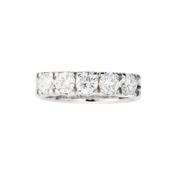 5 diamonds half eternity ring in white gold 18k  2