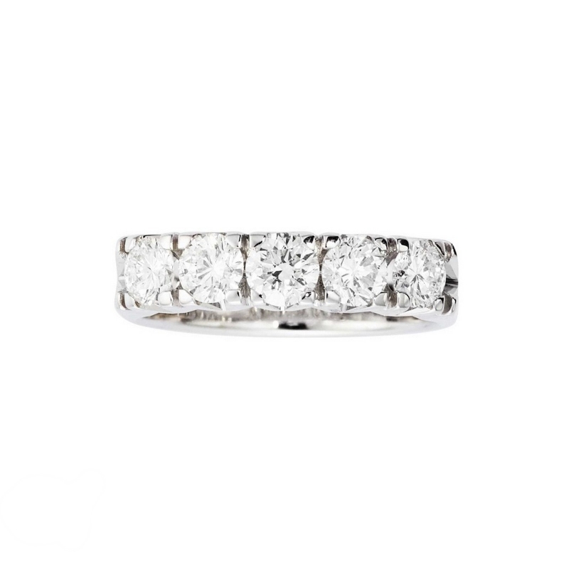 5 diamonds half eternity ring in white gold 18k 