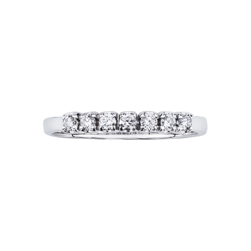 7 diamonds half eternity ring in white gold 18k