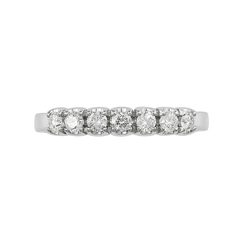 7 diamonds half eternity ring white gold 18k ct 0,35 ct