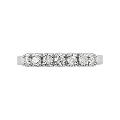 7 diamonds half eternity ring white gold 18k ct 0,35 ct