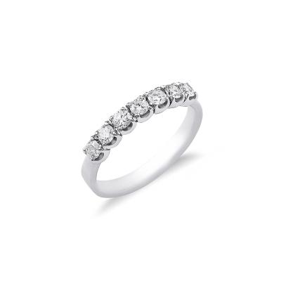 7 diamonds half eternity ring white gold 18k 0,42 ct