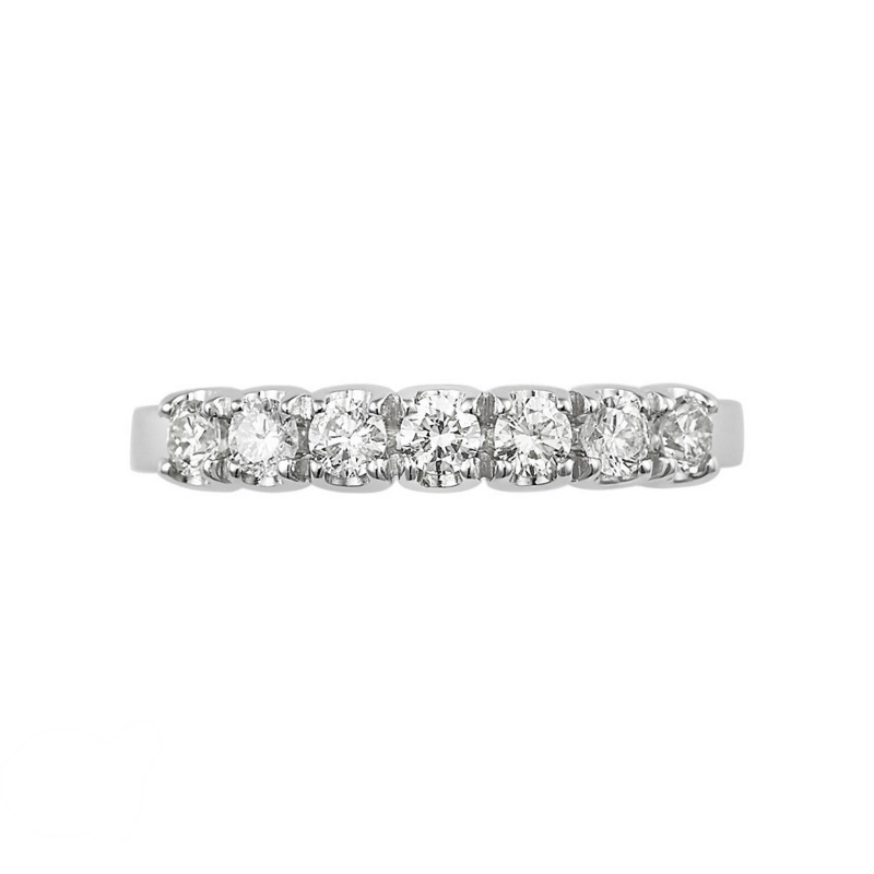 White gold 18k 7 diamonds half eternity ring 0,50 ct 