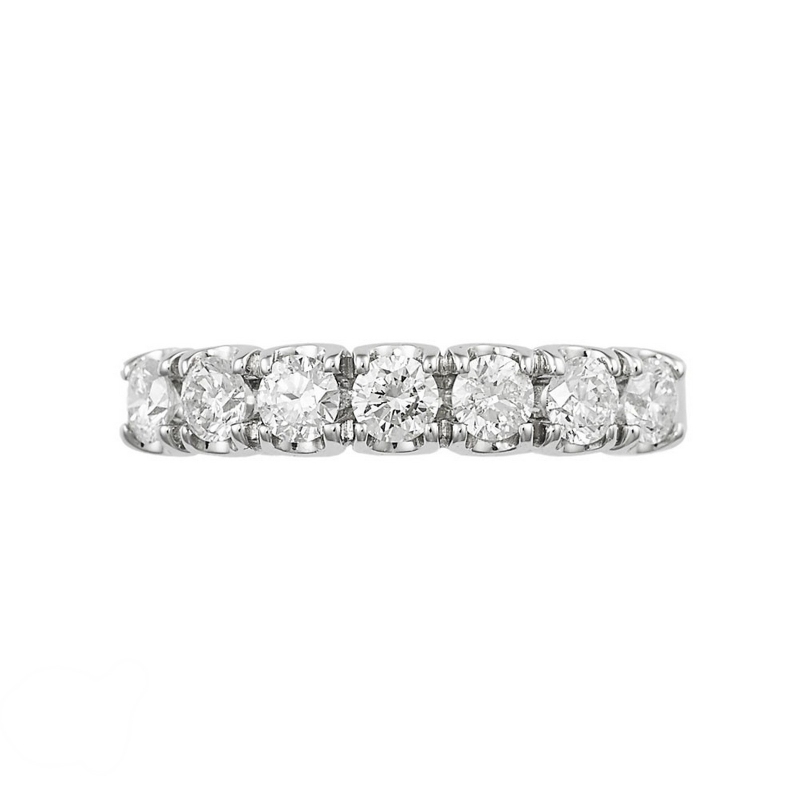 Half eternity ring 7 diamonds in white gold 18k 0,70 ct