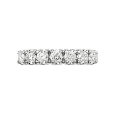 Half eternity ring 7 diamonds in white gold 18k 0,70 ct