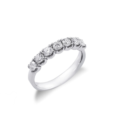 Half eternity ring 7 diamonds in white gold 18k 0,70 ct