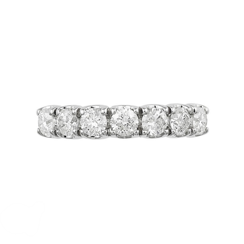 Half eternity ring with 7 diamonds 0,90 ct in white gold 18k