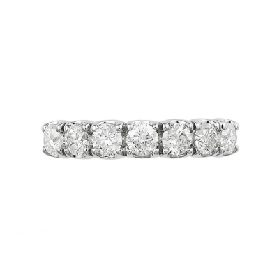 Half eternity ring with 7 diamonds 0,90 ct in white gold 18k